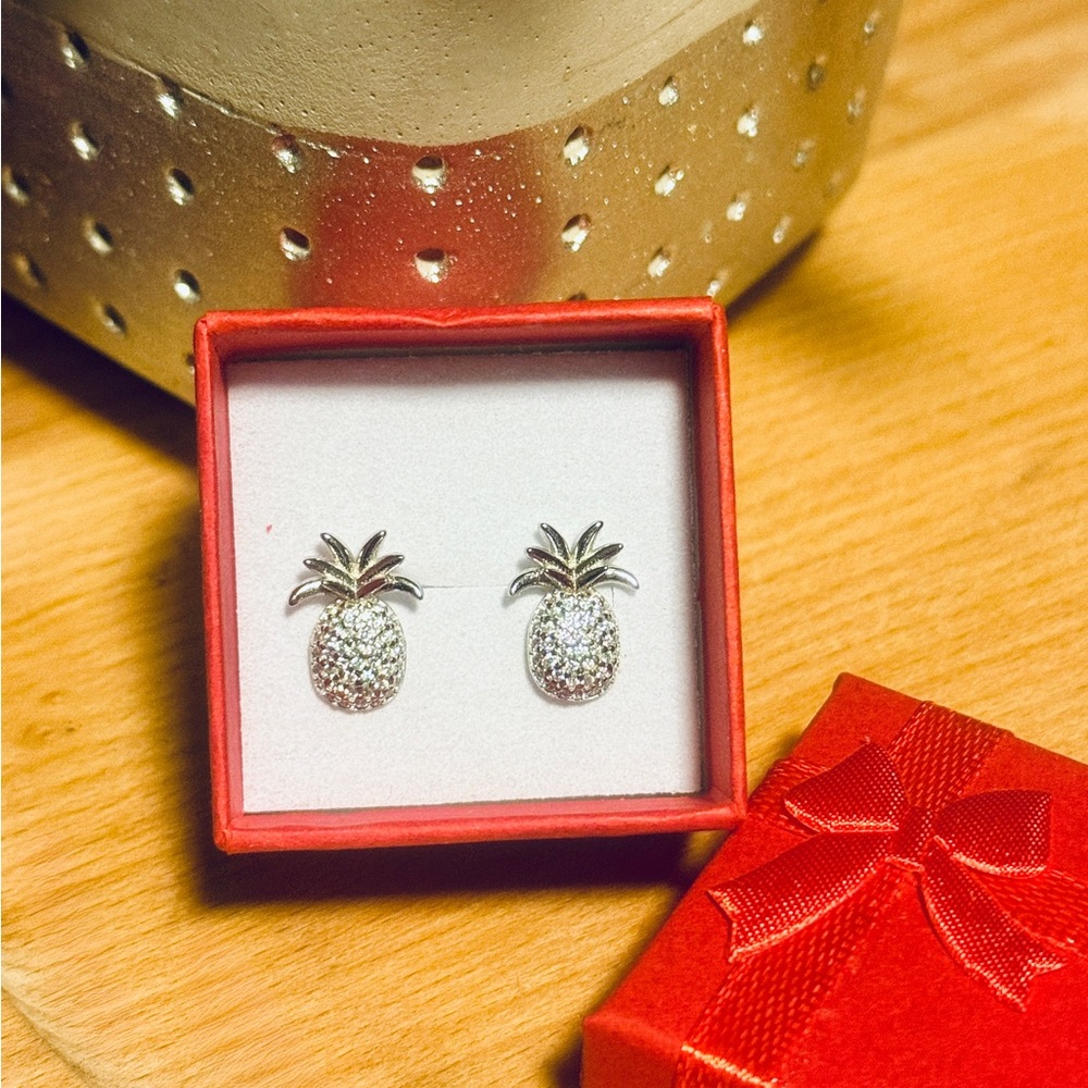 Elegant Sterling Silver Pineapple Earrings